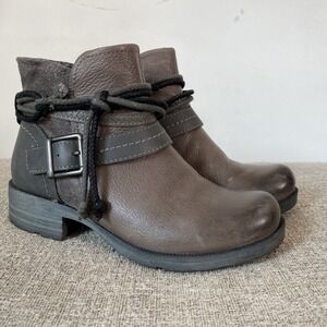 Earth Origins Womens Leather Randi Radley Ankle Boots Size 7.5 Brown Boho Moto